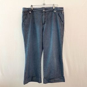 BANANA REPUBLIC Women's Size 14 Chambray Wide Leg Cuffed Cropped Pants